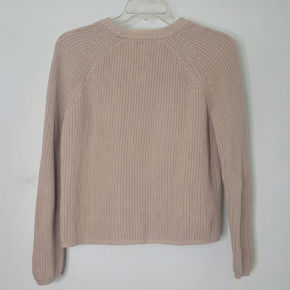 JENNI KAYNE Cotton Fisherman Sweater Oatmeal Beige Tan Knit Grandpa Grandma Med. - Picture 4 of 6